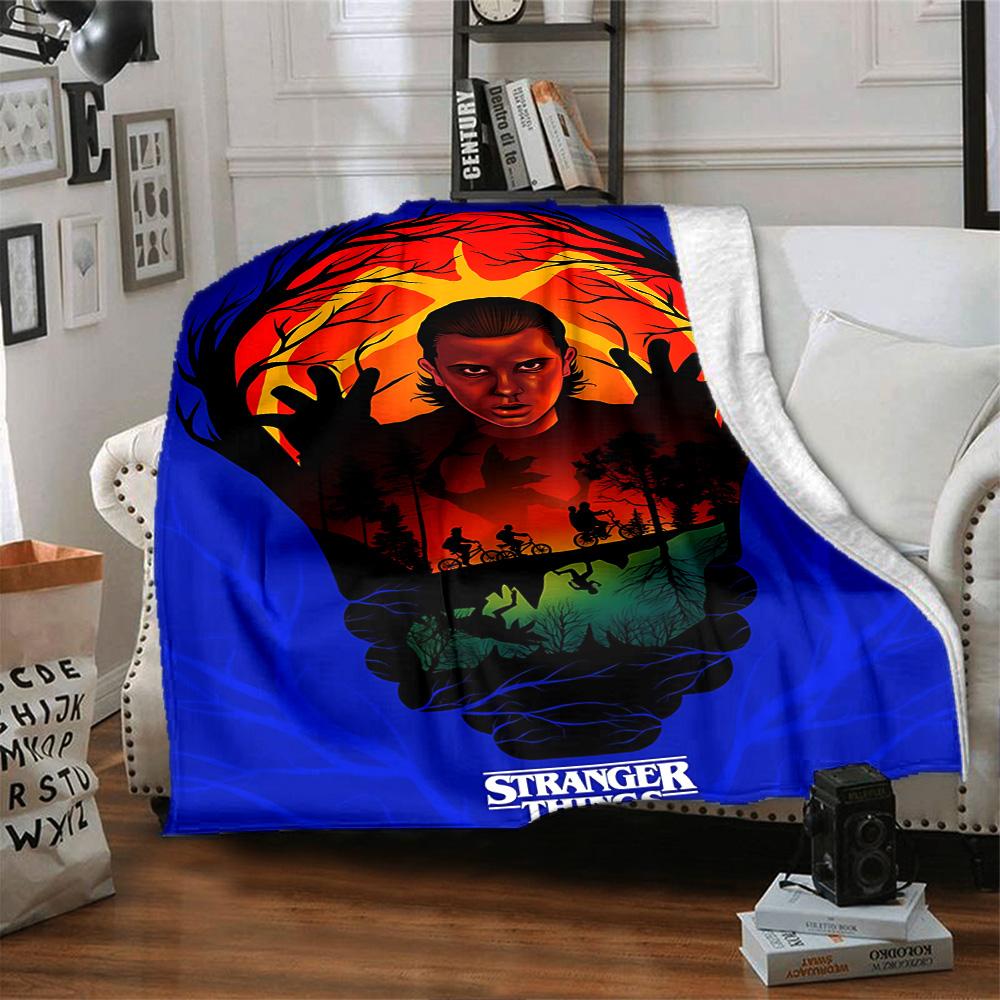 Stranger Things Upside Down Flannel Blanket Super Soft Warm Cozy Blanket For Sofa Bed Office Travel Allseason Home Decor Gift
