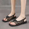 Женские повседневные винтажные сандалии с открытым носком, пляжные сандалии на плоской подошве, дизайнерская обувь с квадратной головкой и леопардовым узором, летняя модная женская обувь