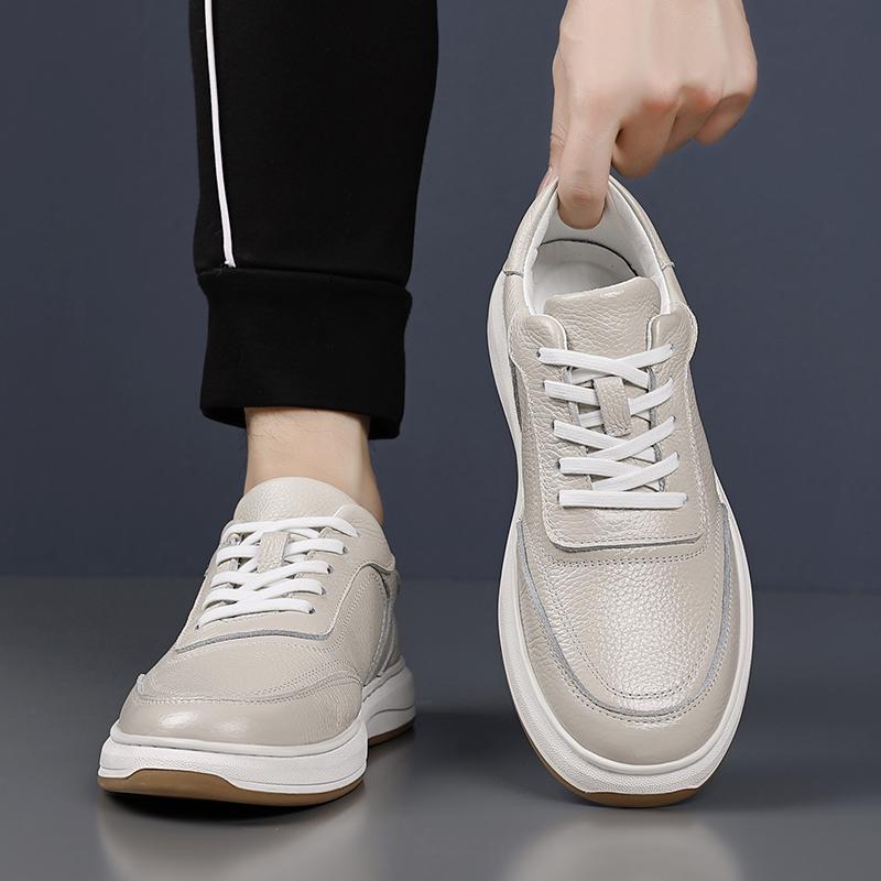 Fashion Genuine Leather Casual Mens Shoes Handmade Lace-up Outdoor Oxford Mens Sneakers High Quality Soft Bottom Skateboard Shoes Mens