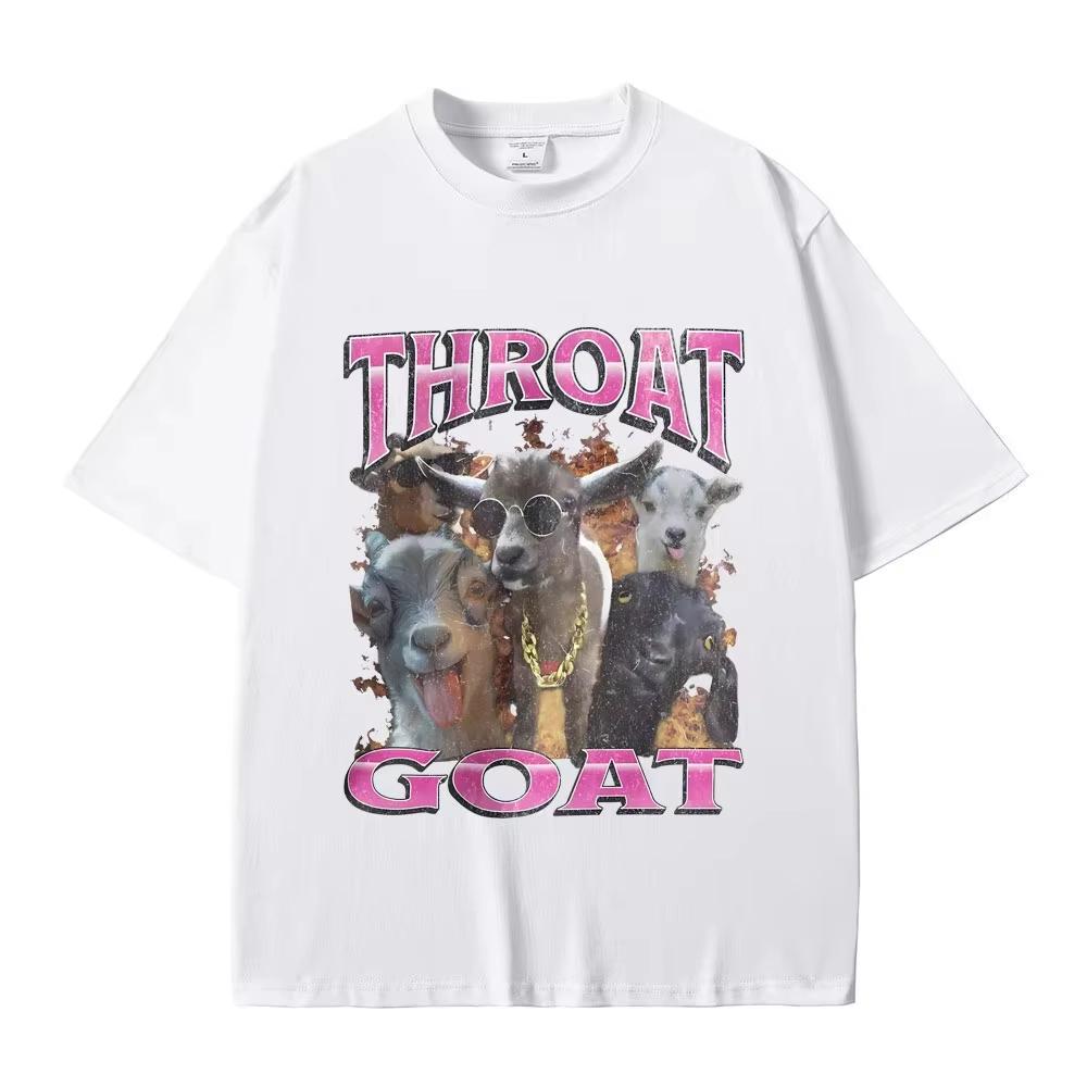 Funny Throat Goat Graphic Print Tshirt Male Fashion Oversized Streetwear Unisex Unisex Casual High Quality Pure Cotton Short Sleeve