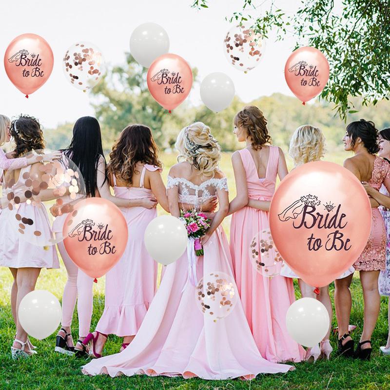 15 Brides To Be Decorated For A Rose Gold Confetti Balloon Combo Bachelorette Wedding Party