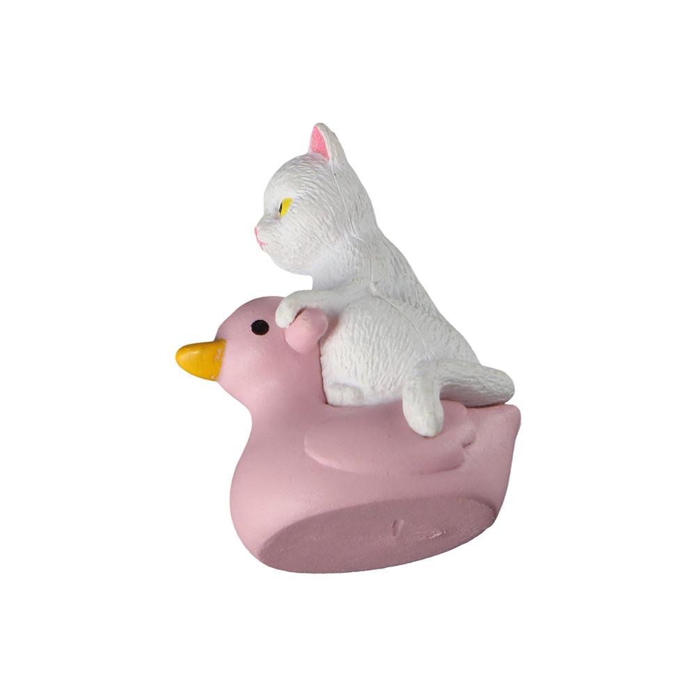 Model Home Decoration Pet Figurines Cat Miniature Cat Ornaments Sitting Pink Duck Cat Small Statue