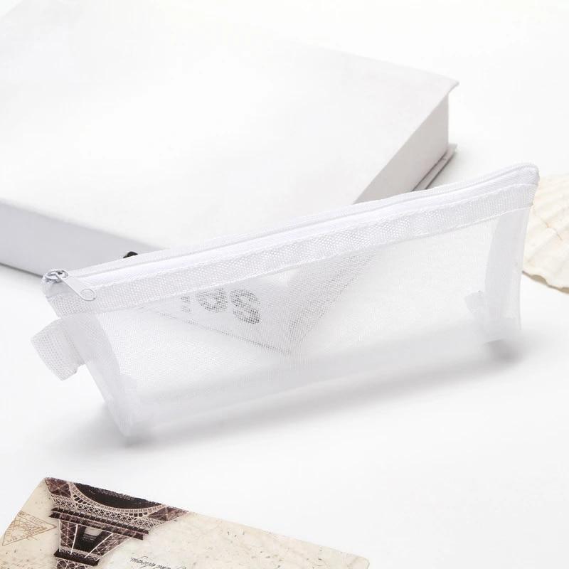 Простая видимая сетка для хранения кистей для макияжа, большая вместительная сумка-органайзер для студентов, канцелярских принадлежностей, цветной нейлоновый сетчатый пенал