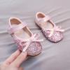 Роскошные туфли для девочки Стразы Шикарные Детские кожаные туфли Весна Осень Бантик Детская мода Принцесса Повседневные Вечерние Балетки
