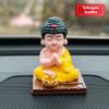 Car Decoration Solar Powered Shaking Buddha Shaking Small Monk God of Wealth Central Console Ornament Car Accessories