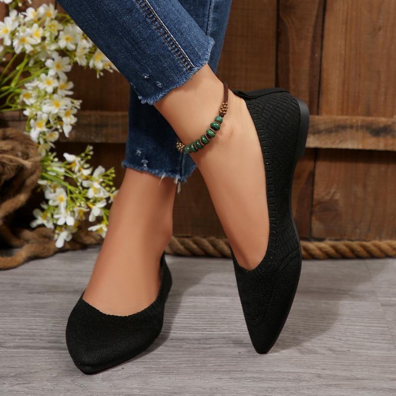 Новые вязаные дышащие неглубокие балетки женские из ткани Flyknit однотонные рабочие туфли лодочки