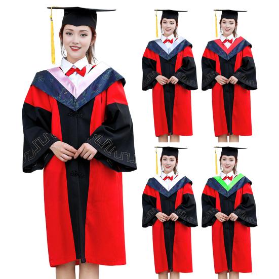 2 шт./компл. Мантия бакалавра со шляпой, V-образный вырез, длина до колена, длинный рукав, скрытая застежка, мантия для выпускника гуманитарного факультета