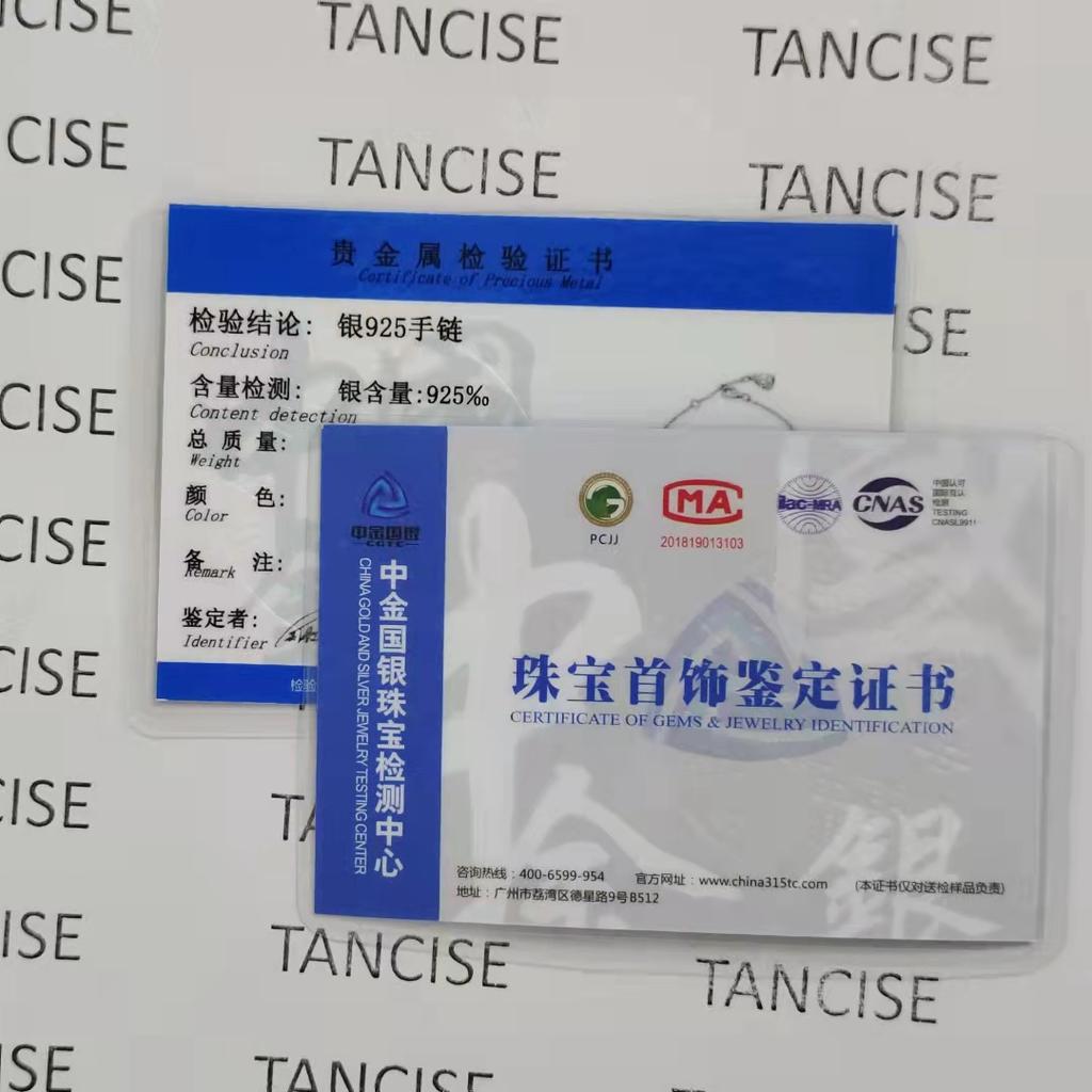 Tancise 925 Sterling Silver Moissanite Zircon Bracelet Jewelry Geometric Bead Chain Link Bracelets Fashion Fine Wedding Gift for Girlfriend Women