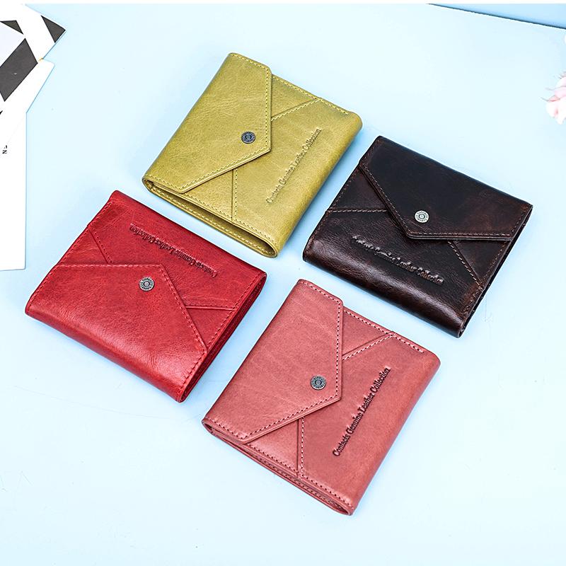 Женский кошелек из натуральной кожи CONTACT'S, короткий дизайнерский женский кошелек на молнии с держателем для карт, женская сумка для денег, карман для монет