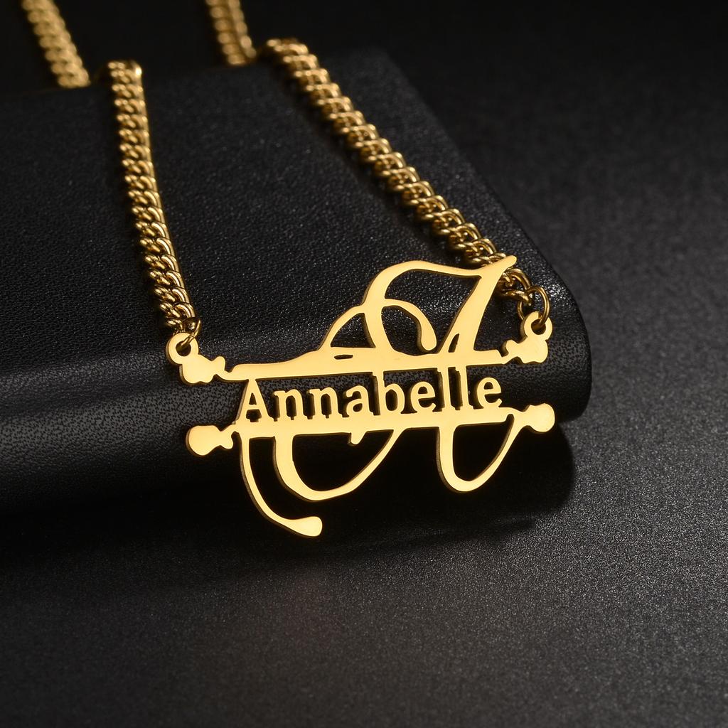 Atoztide Personalized Custom Name Bracelet Earring Necklace Jewelry Set Big Pendant Stainless Steel For Women Men Birthday Gift