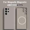 Жидкий силиконовый чехол для Magsafe для Samsung Galaxy S24 S22 S21 S23 S25 Ultra Plus Fe Беспроводная зарядка Магнитный Противоударный чехол