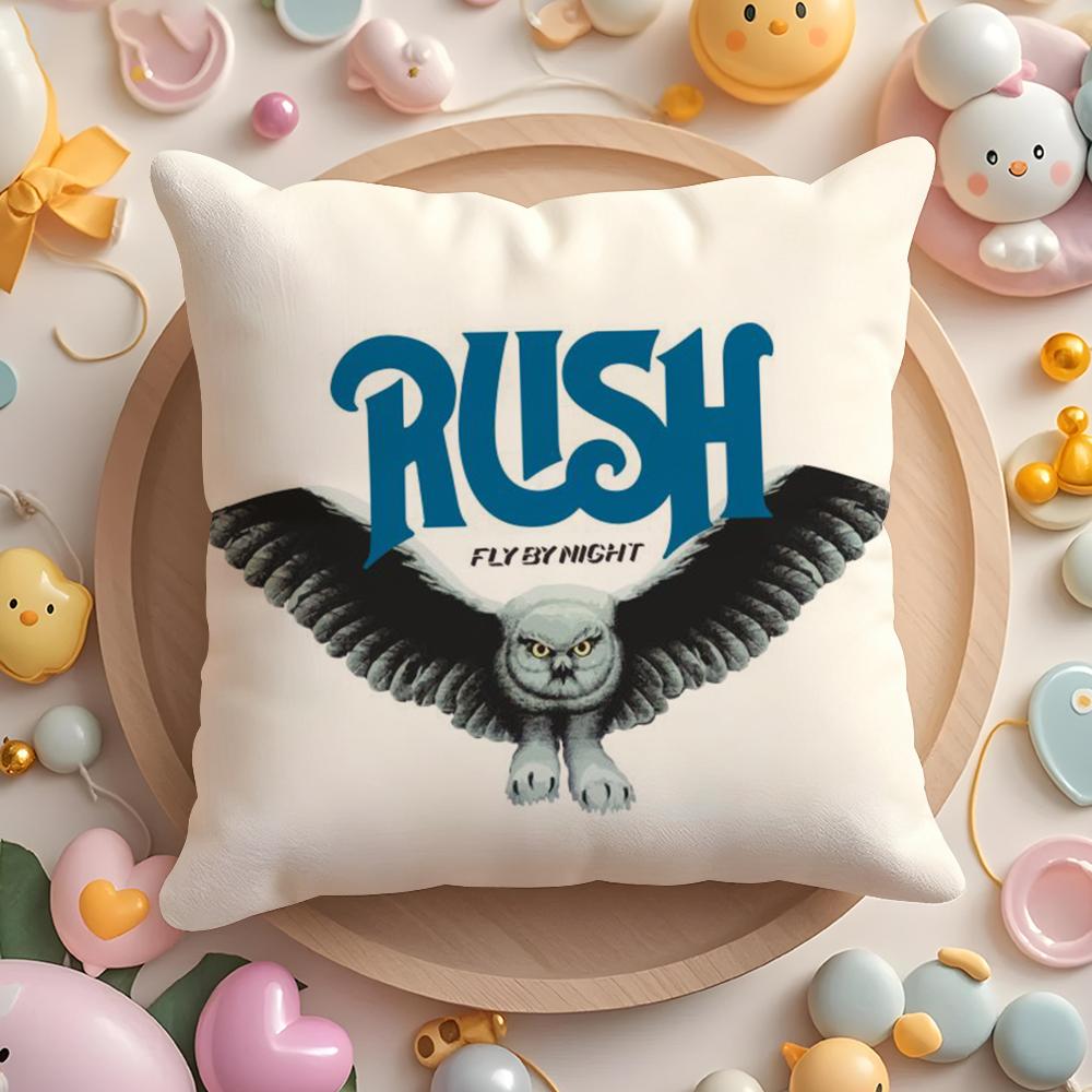ROCK BAND R-RUSH Pillow Case Plush Fabric Soft Double-Sided Printed Sofa Home Decor Fine Winter Gift Cushion Cover