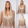 Super Long Synthetic Straight Ombre Ash Platinum Blonde Lace Front Wigs for Women Cosplay Party High Density Hair Heat Resistant