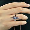925 Sterling Silver Rose Plated Blue Flowing Heart Pole Star Necklace