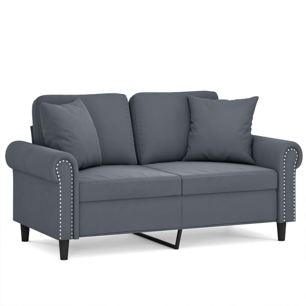 Vidaxl 2-Osobowa Sofa Z Poduszkami, Ciemnoszara, 120 Cm, Aksamit