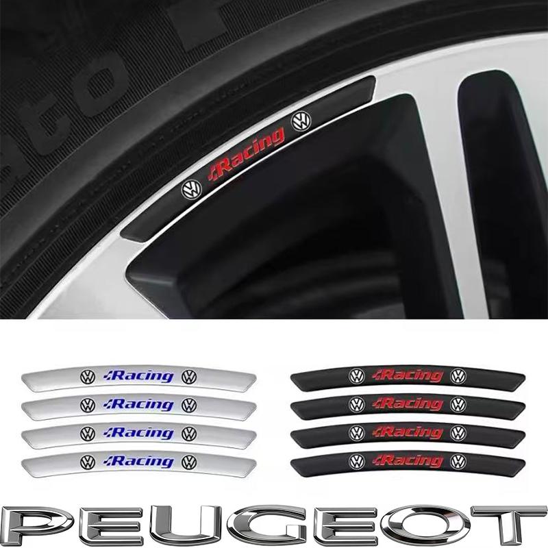 4Pcs Aluminum Car Badge Emblem Wheel Hub Rims Decor 3D SStickers For VW GTI Polo Golf Passat B6 B7 Jetta T-ROC Taigo CC Hub Cap