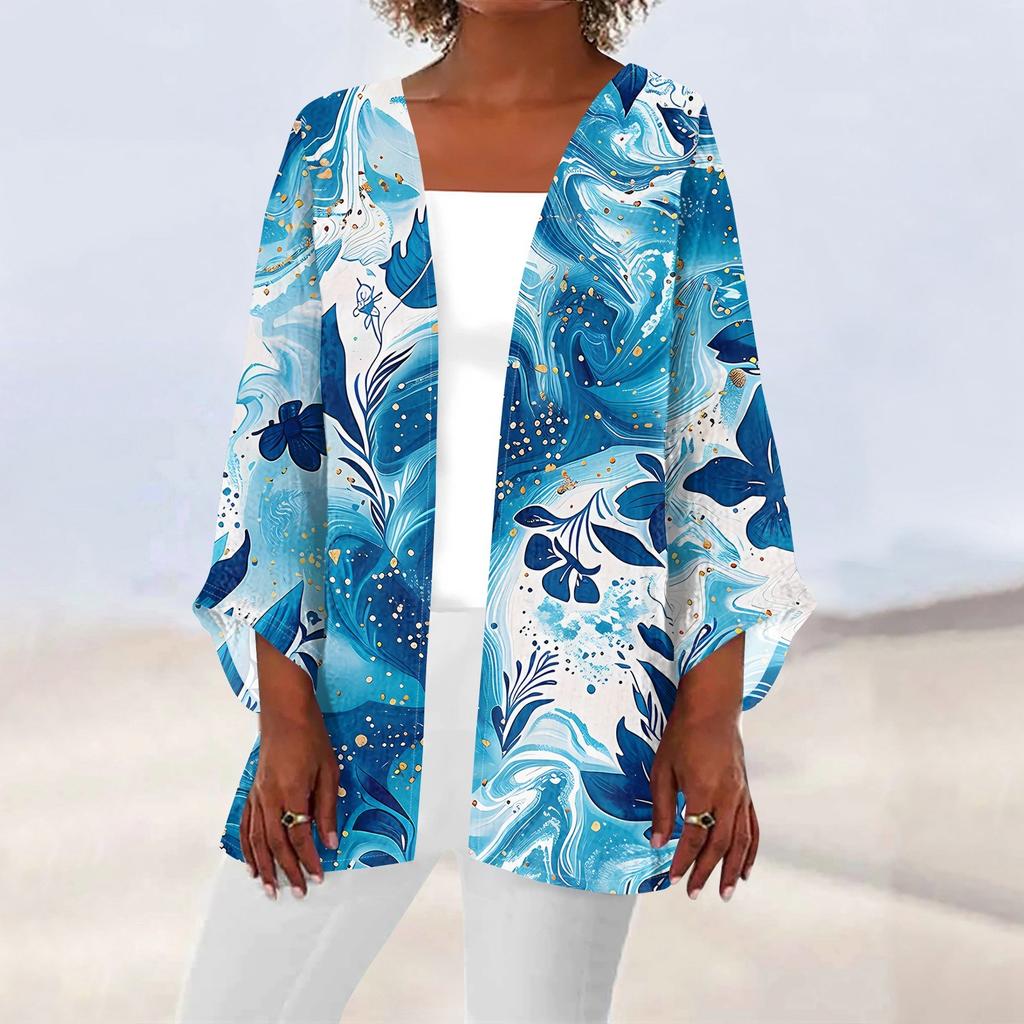 Женская повседневная модная легкая куртка средней длины с принтом, кардиган