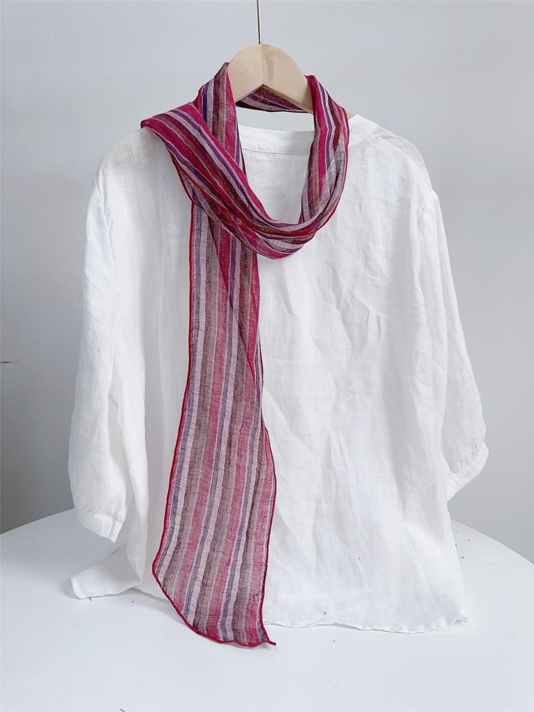 Spring and Summer Thin Linen Scarf Slender Narrow Long Breathable Neck Protection Scarf for Women Versatile Extended Scarf Accessories