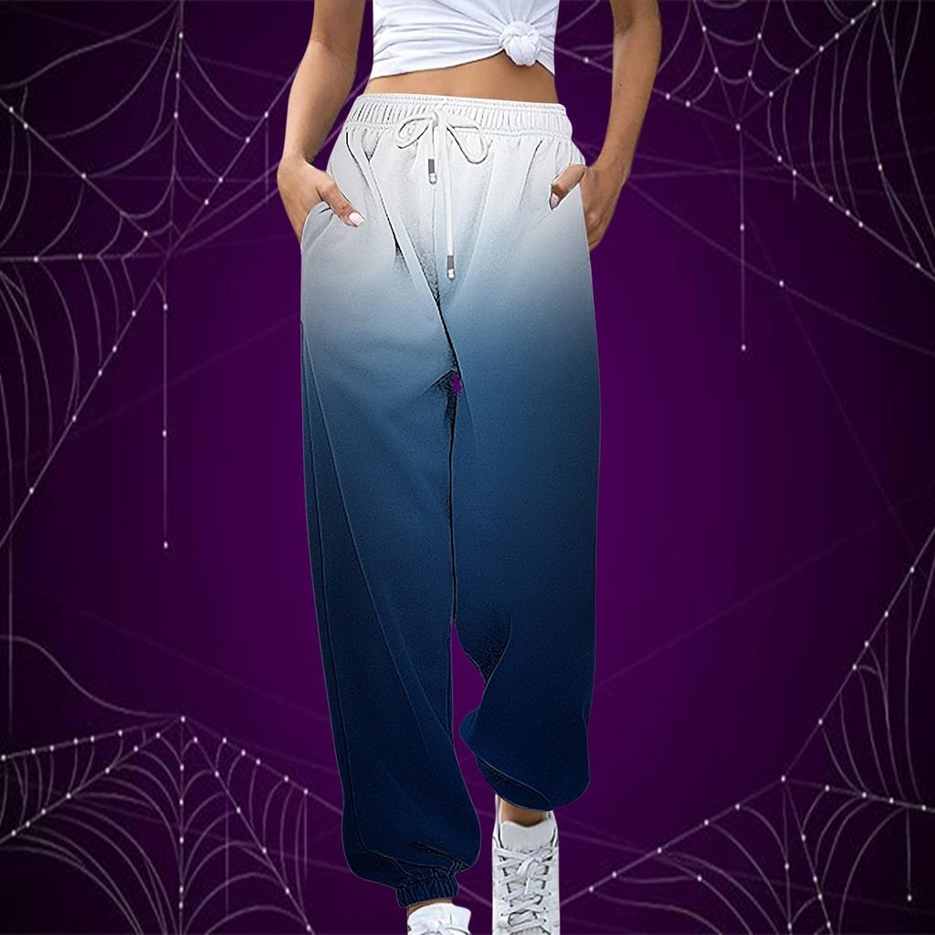 Women's Casual Fashion Printed Casual Pants, Sanitary Pants, Drawstring Elastic Waist Leggings