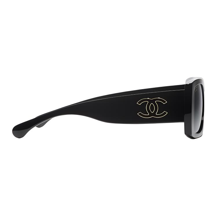 Chanel Logo Arm Acetate Pilot Sunglasses Unisex sunglasses Black A71675X02016S2228