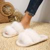 Leisure Slippers for Women New Slides Casual Flat Low Heels Shoes for Women Solid Furry Fur Slippers Plus Size