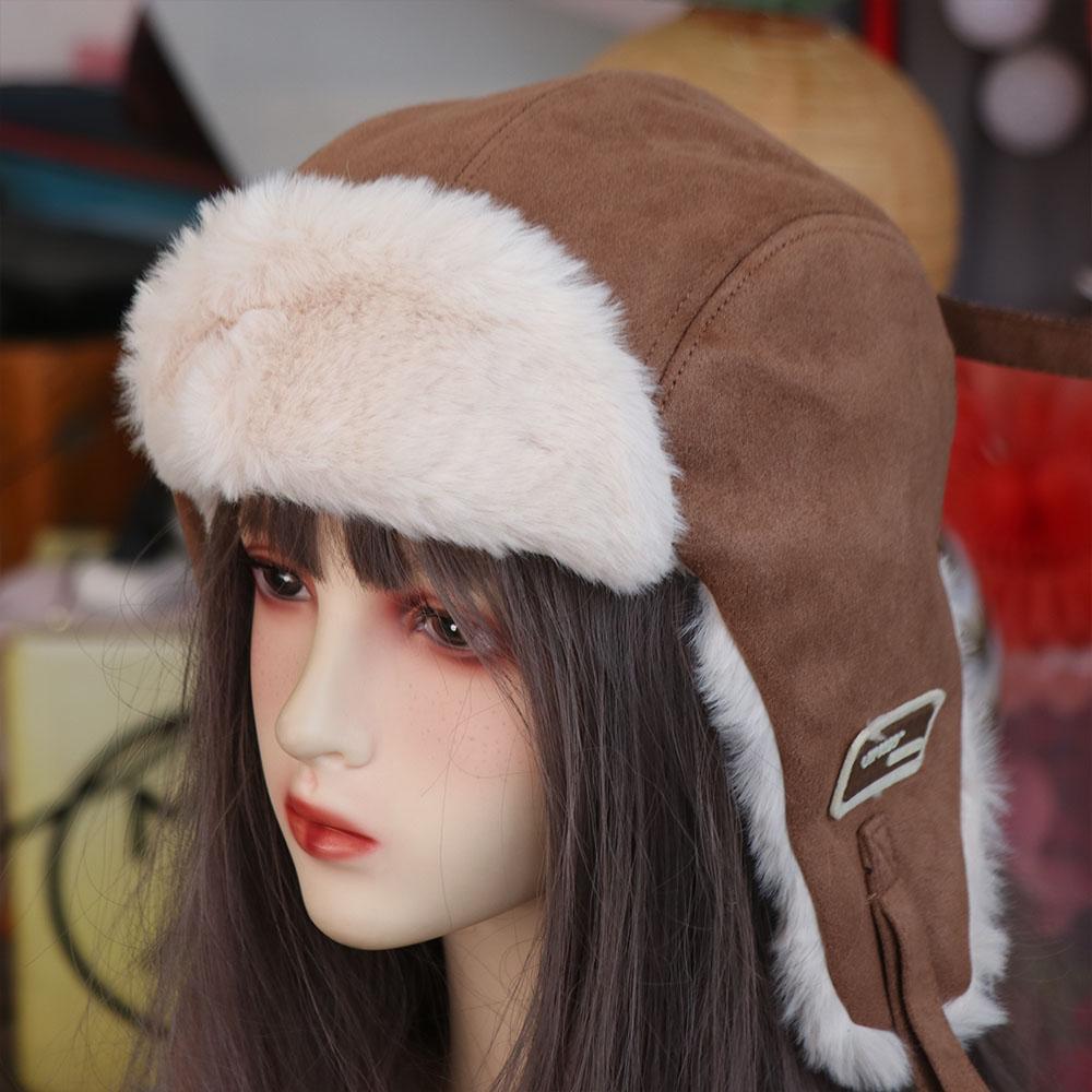 Однотонная шапка с защитой ушей, утолщенная женская плюшевая шапка, модная зимняя шапка-авиатор, студенческая