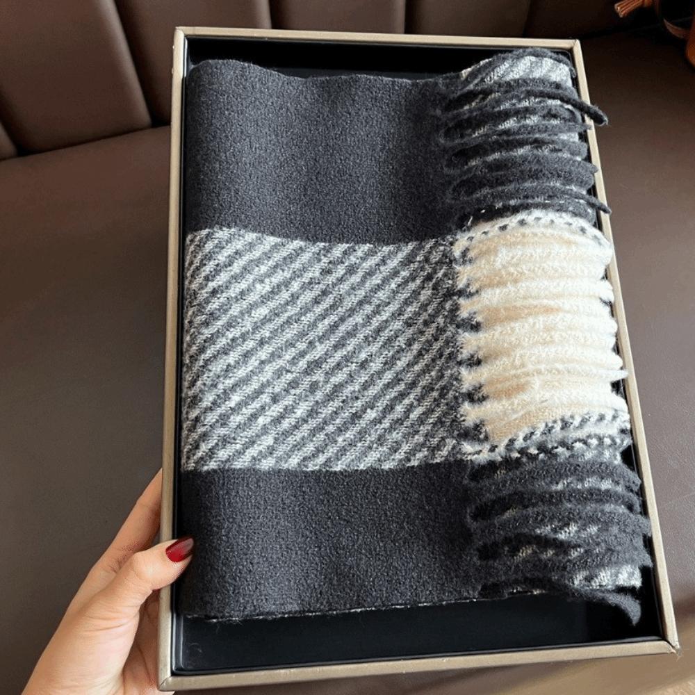 Checkered Plaid Shawl Thickened Neck Scarf Ladies Faux Cashmere Scarf Casual