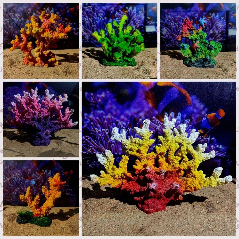 Colorful Artificial Coral Ornament Unique Coral Water Plant Figurines  For Aquarium Fish Tank