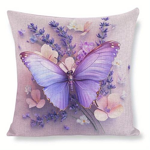 Декоративная наволочка с лавандовой бабочкой, ультрамягкий полиэстер, для дивана в гостиной, спинки, автомобильная наволочка, украшение для дома