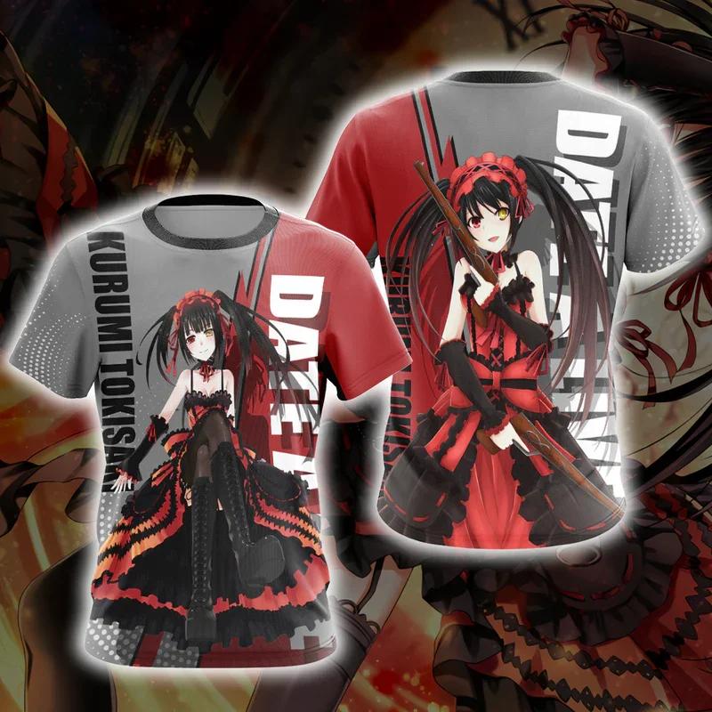 Аниме DATE A LIVE Куруми Токисаки 3D-принт Мужские Женские Футболки Мода Повседневный Харадзюку Короткий Рукав Круглый Вырез Детские Топы Одежда