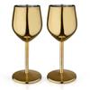 Set of 2 Pcs. Stainless Steel Wine Glasses, Gold Plated, Matte,