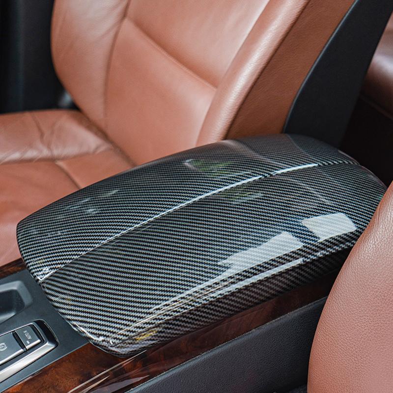 BBJT8 For BMW X5 X6 X7 E70 E71 F15 F16 G05 G06 G07 ABS Carbon fiber Car styling Center Console Lid Armrest Box Trim Protective Cover