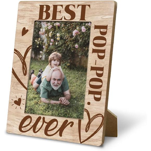 Grandpa Birthday Gift, “I Love My Grandpa, 4x6 Inch Rustic Wooden Picture Frame Tabletop Display, Heartfelt Gift for Grandparent's Day, Birthday,
