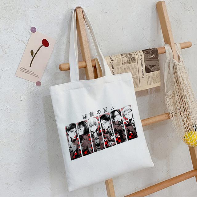 Холщовая сумка в стиле аниме «Атака Титанов» в стиле Харадзюку, в стиле панк, в готическом стиле, большая вместительная женская сумка, винтажная сумка, классическая сумка на плечо