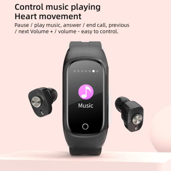 N8 Совместимые с Bluetooth Часы Многофункциональный Мониторинг Здоровья Сплав Цинка 0,96 Дюйма Умные Часы с True Wireless Stereo Наушниками для Фитнеса