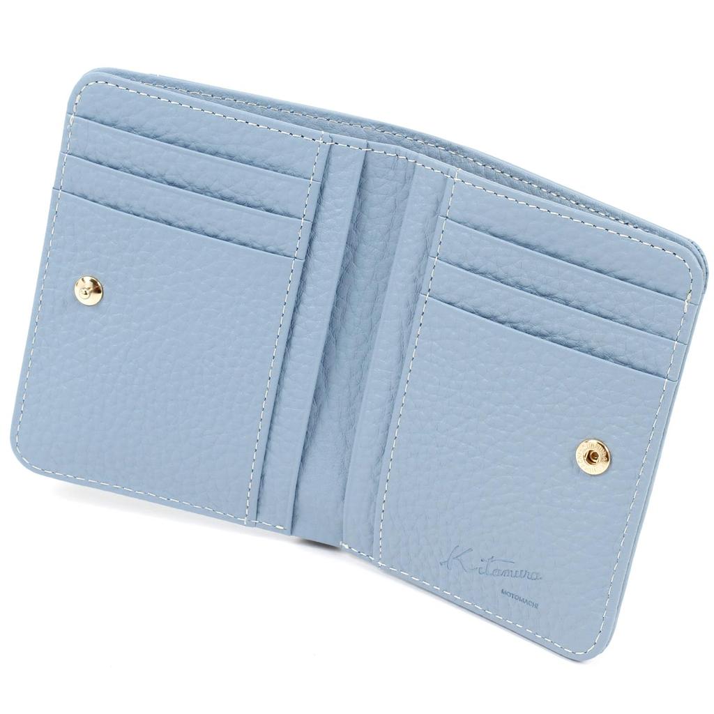 Compact Bifold Wallet PH0779 Blue Stitch 84911 [Kitamura] Gray/Ivory
