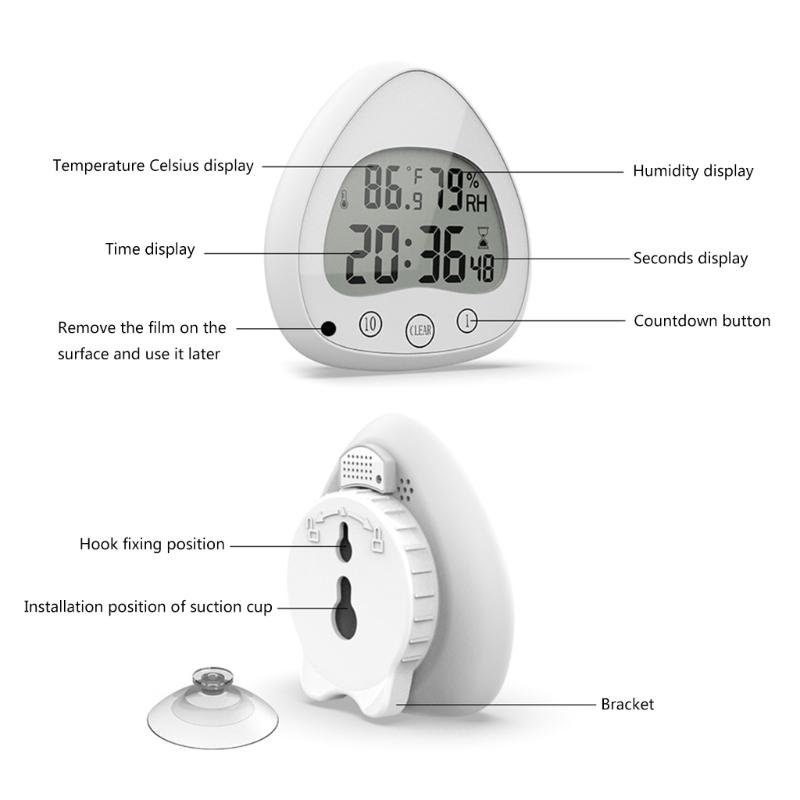Водонепроницаемые часы и таймер для ванной комнаты, цифровые водостойкие будильники для душа с присоской для ванной комнаты