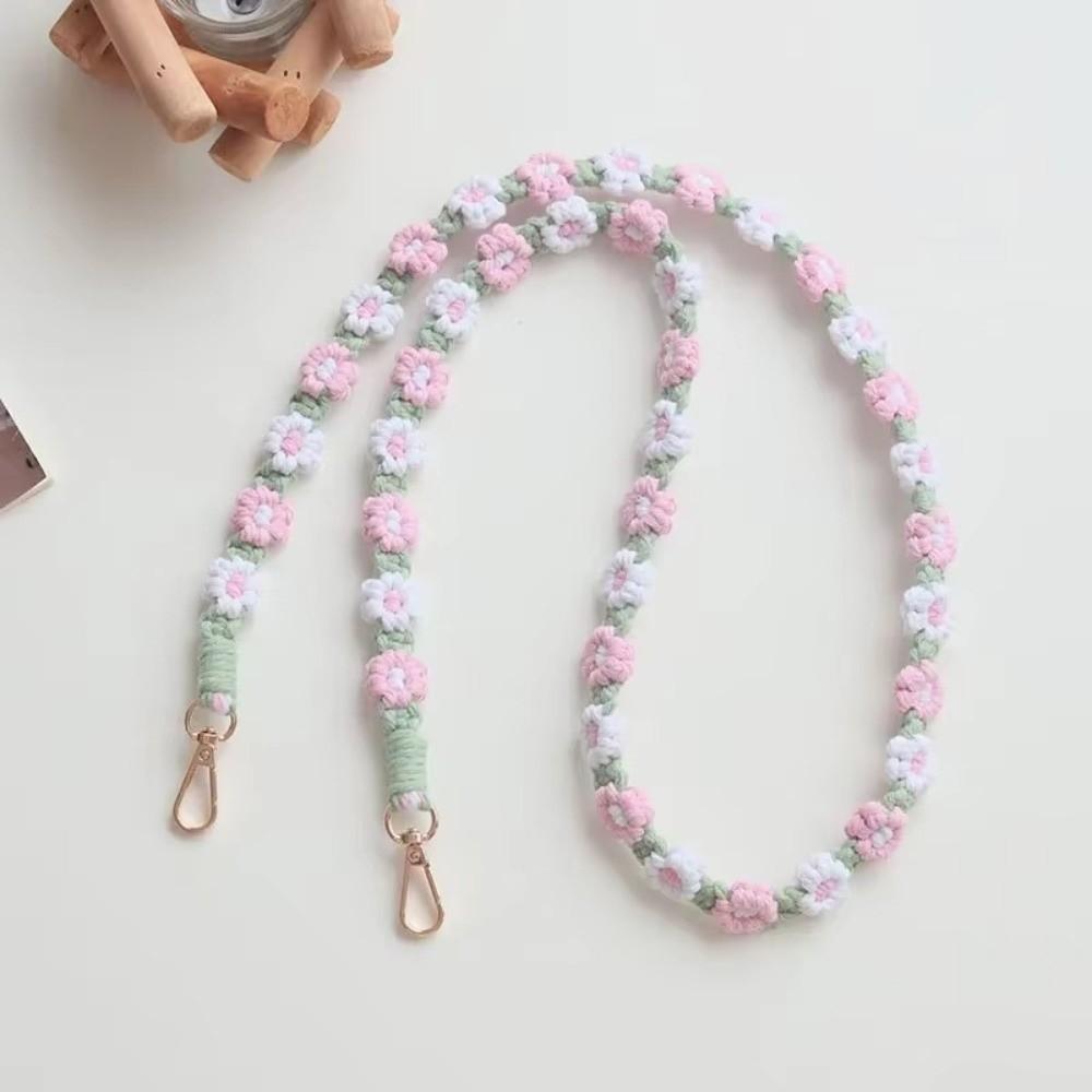 Cotton Mobile Phone Lanyard Daisy Macrame Keychain Hanging Strap Bag Hanging Rope Bag Accessories