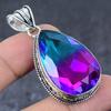 Подарочный кулон ручной работы из стерлингового серебра 925 пробы с натуральным двухцветным турмалином 2,09 дюйма z5I03