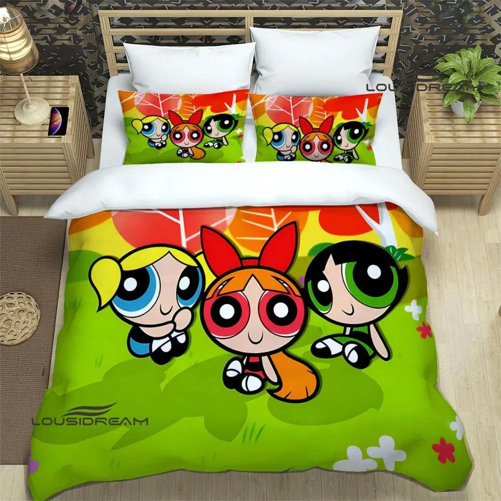 3D Мультяшные комплекты постельного белья P-Powerpuff-Girls изысканный набор постельных принадлежностей пододеяльник набор одеяло комплект постельного белья роскошный подарок на день рождения