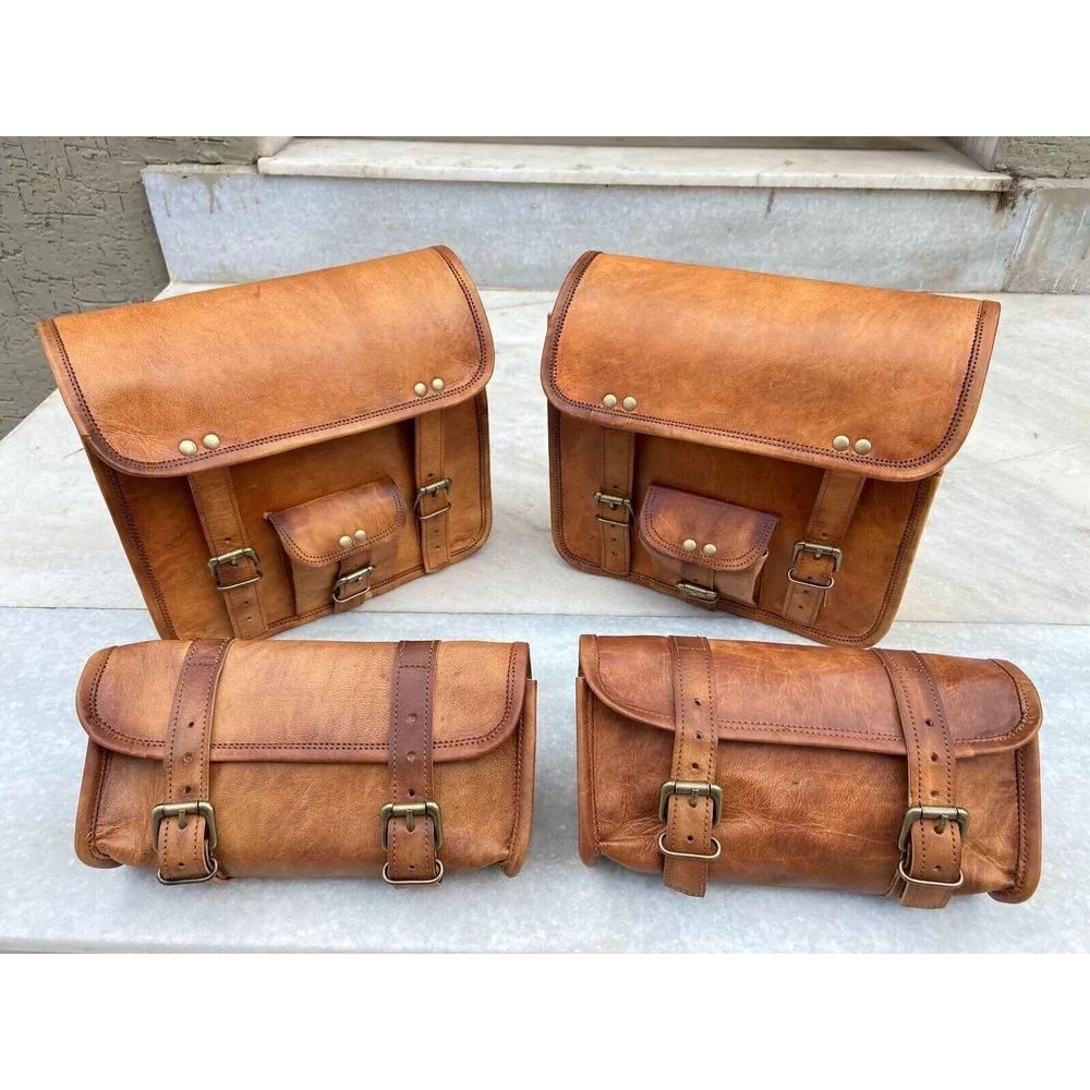 Кожаные мотоциклетные седельные сумки 4 коричневые кожаные боковые сумки 4 комбинированных сумки