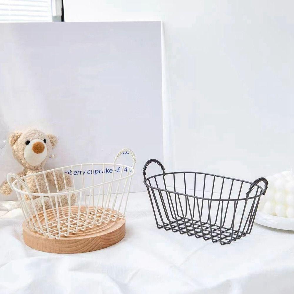Small Iron Bread Baskets Beige Fruit Basket Versatile Sundries Organizer  for Home
