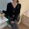 Women's Knitted Blouse Thin and Casual Outerwear for Spring and Autumn with Long Sleeves Korean Style Autumn Outer Top Gentle Collar Cardigan Jacket