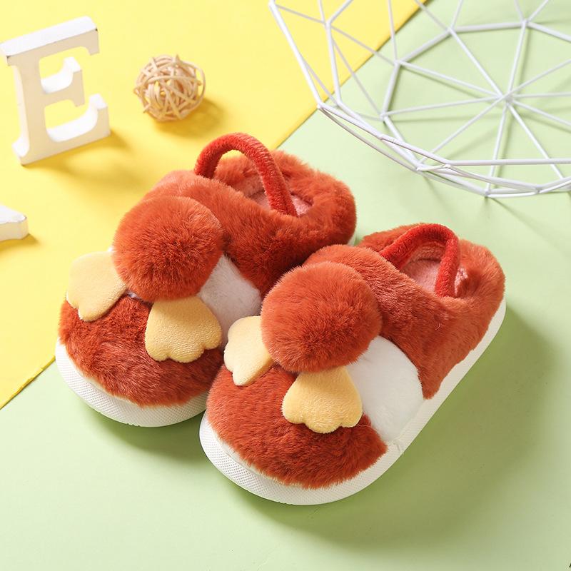 Зимние меховые тапочки с милым кроликом и медведем, детские хлопковые тапочки, теплая детская детская обувь на мягкой подошве