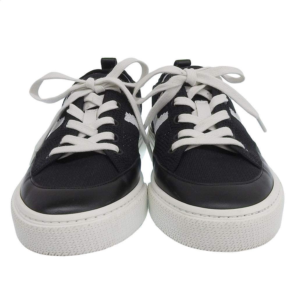 Great HERMES sneakers deep H logo design leather knit Black White knit Women 37 Used