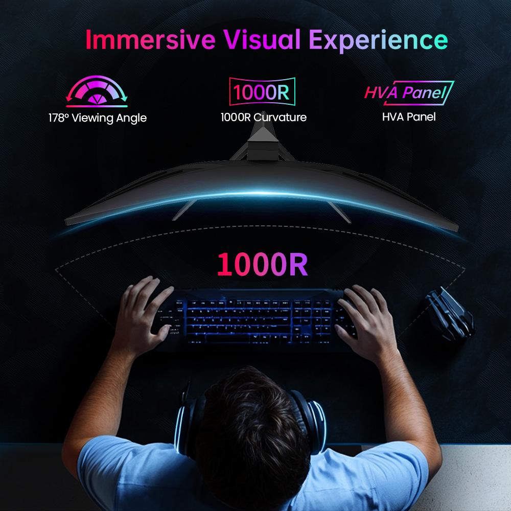 KTC Игровой монитор H27S25E 27 ДЮЙМОВ QHD 240 Гц с высоким разрешением 2K QHD и кривизной 1000R