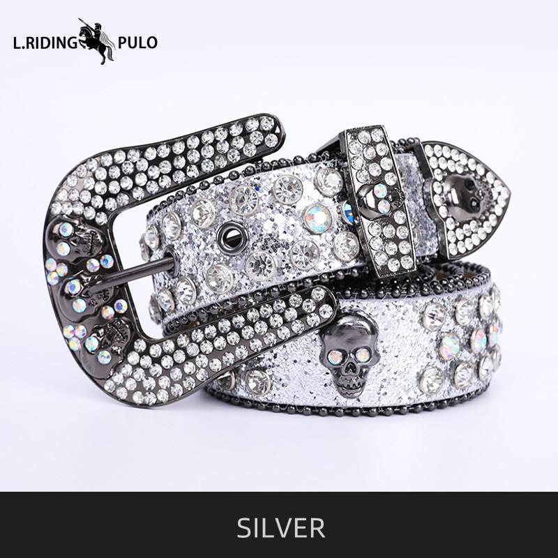 Модный ремень с черепом Мужской Женский Ремень со стразами Панк Хип-хоп Кожаный ремень Джинсы Платье Блестящая пряжка для ремня