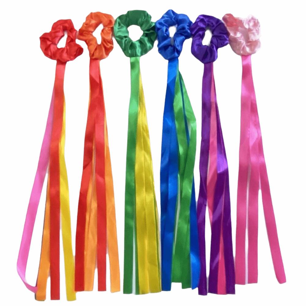 6Pcs Multicolor Wrist Streamers Multi-purpose Rainbow Dance Ribbons Dance Party