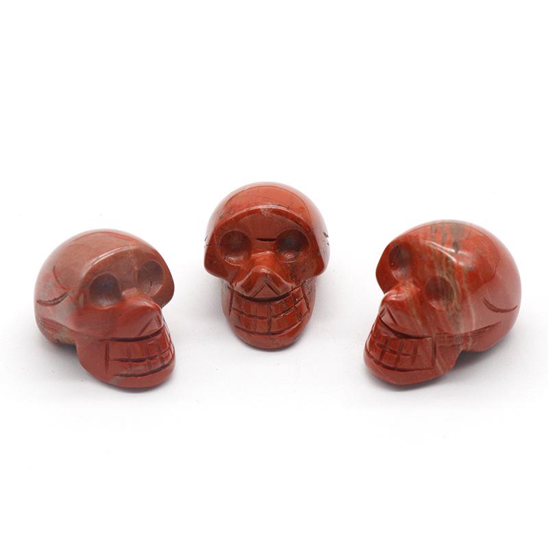 Natural Stone Crystal Skull Carving - 1 Inch Halloween Decoration Craft