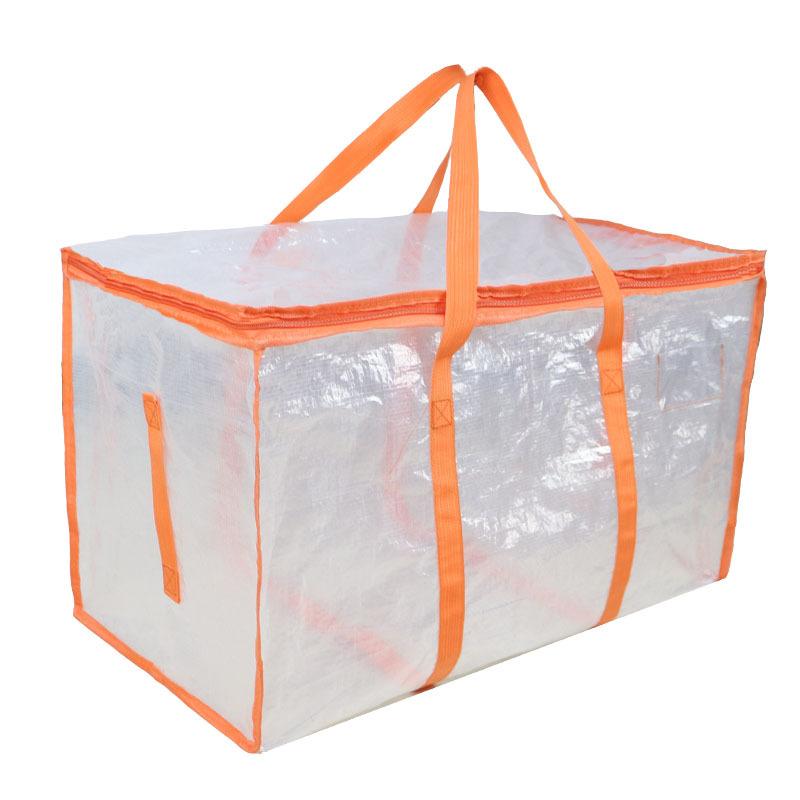 1 Piece PE Hand-held Transparent Woven Bag Quilt Clothing Storage Bag Household Waterproof Dust-proof Clothes Organizer Bag